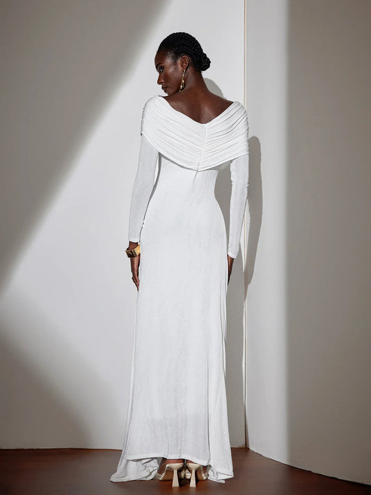 Solid-color Ruched Bodycon Maxi Dress