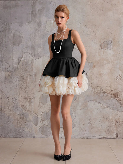 Square-Neck Party Ball Gown Mini Dress