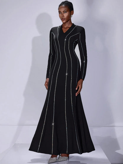 V-Neck Slim Fit Maxi Dress