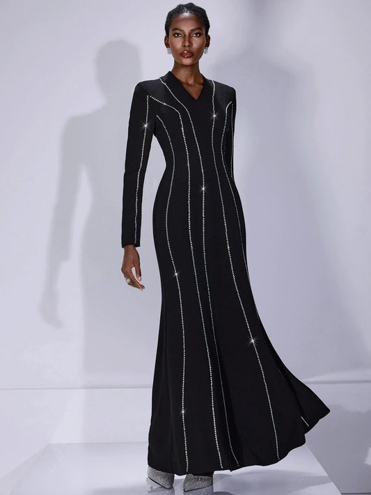 V-Neck Slim Fit Maxi Dress