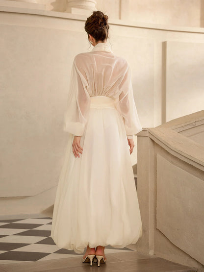 Vintage Balloon Sleeve Maxi Dress