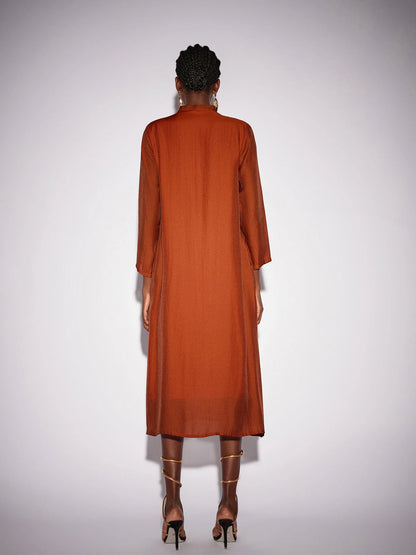 Vintage Embroidered Long Sleeve Loose Maxi Dress