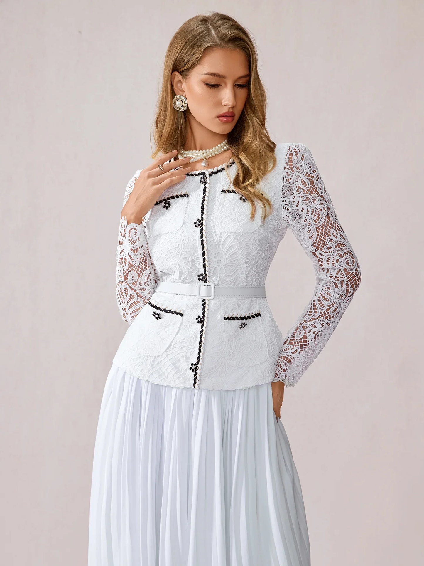 White Sheer Sleeve Midi Dress